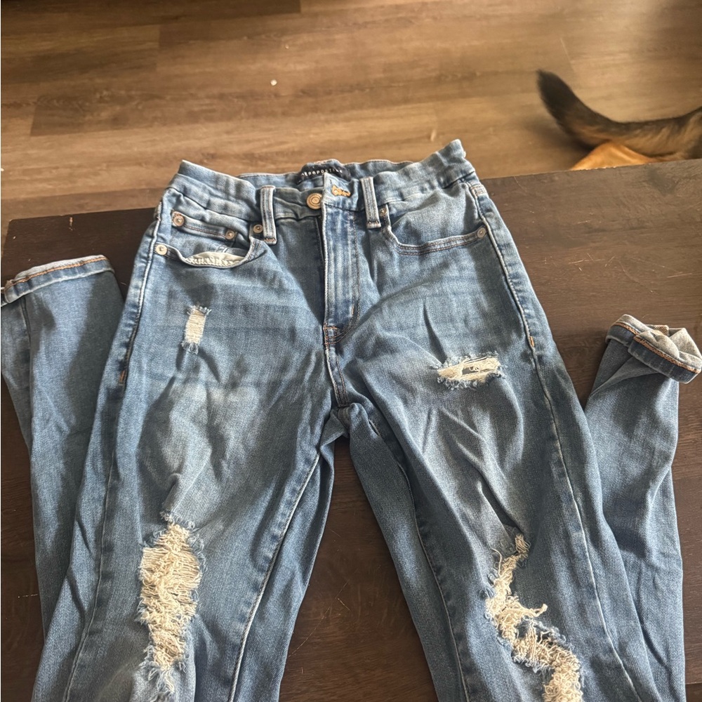 Aeropostale Light Blue Distressed Boyfriend Jeans